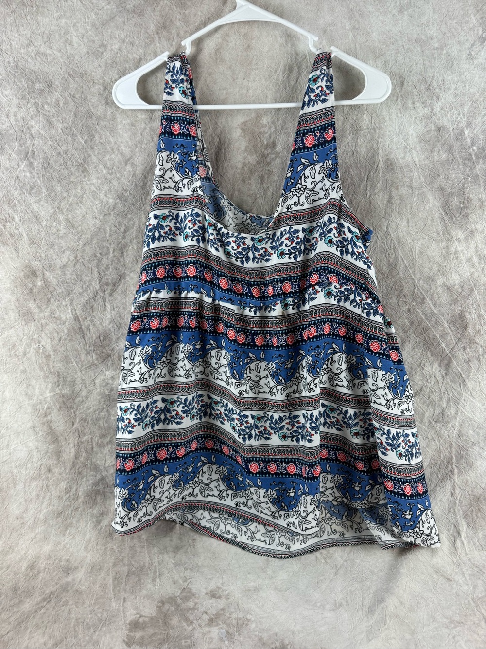 torrid Blue, White & Pink Floral-Stripe Tank Top 0 Sleeveless Summer Tank Top